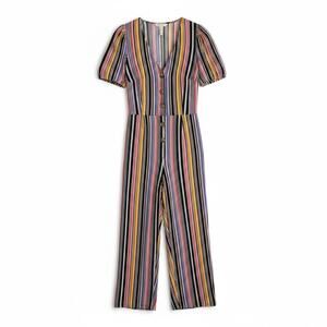Y2K Xhilaration Womens Short Sleeve Cropped Jumpsuit Striped Multi Color S Boho